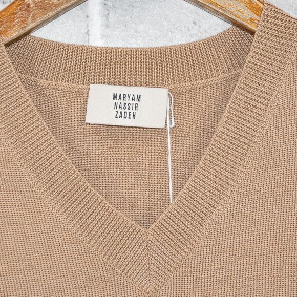 MARYAM NASSIR ZADEH Brown Apollo Vest Knit Wool Blend Vneck Sz Medium NWT - Picture 4 of 11